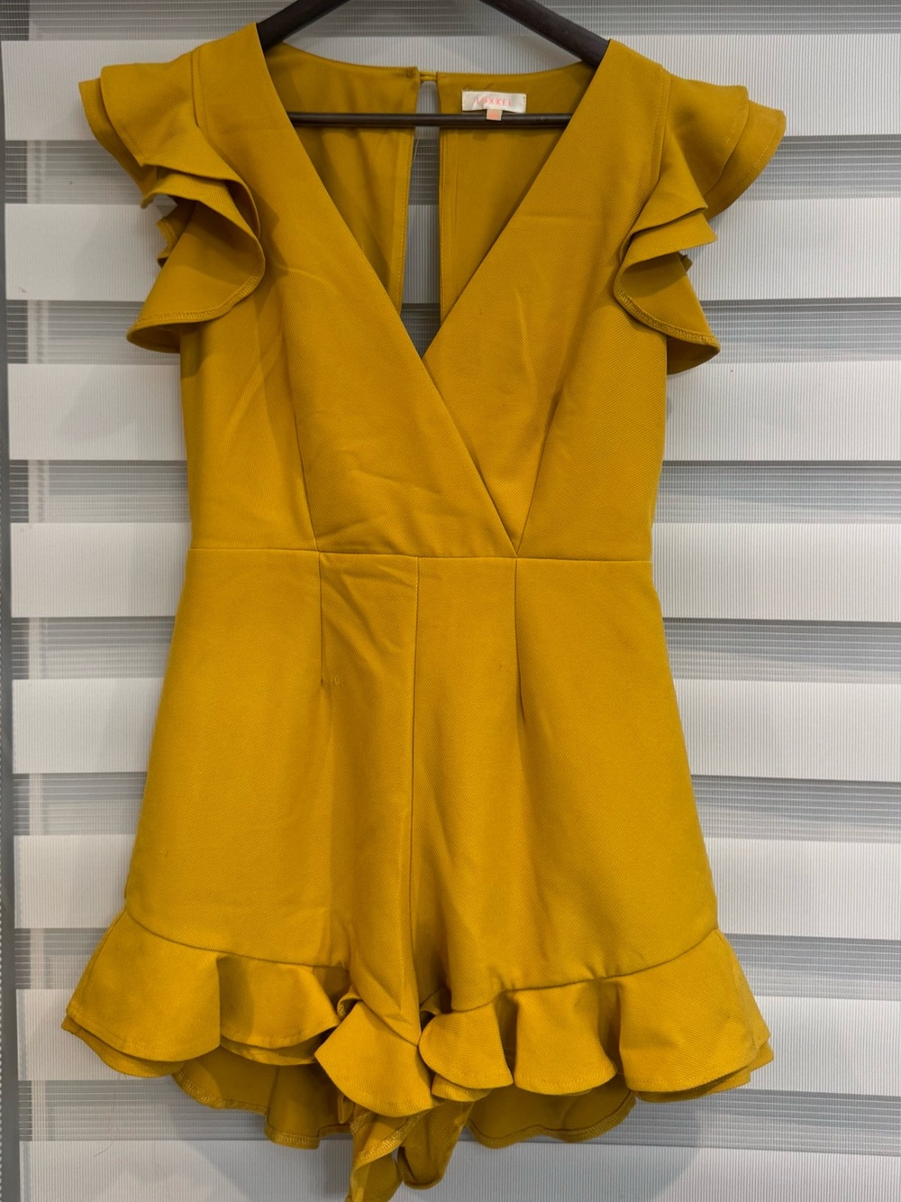 Luxxel Mustard Yellow Sleeveless Ruffle Romper